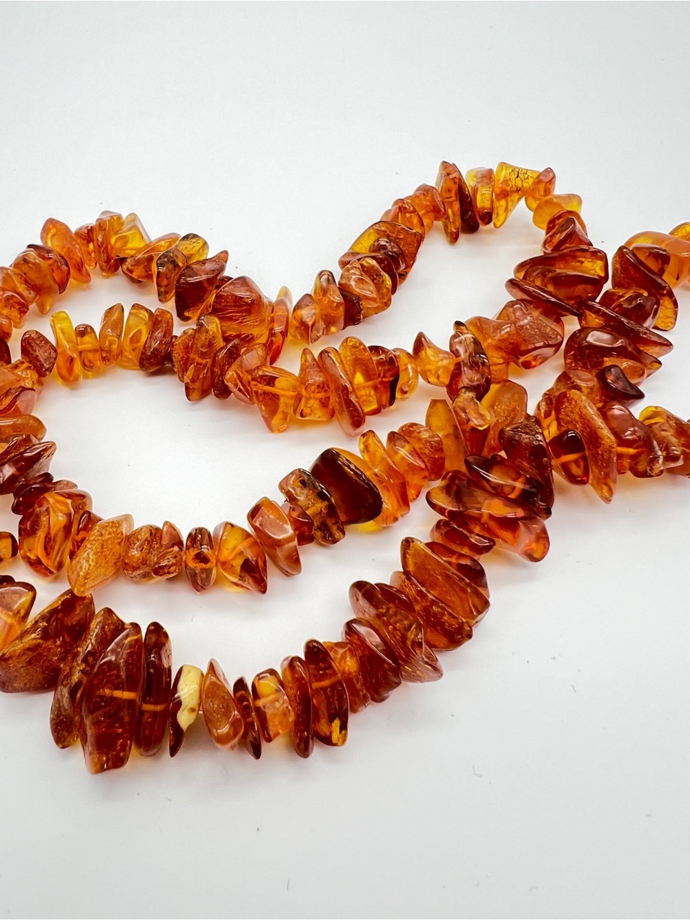 VINTAGE Amber Necklace or Bead Strand • Honey Cognac Chips • 48g